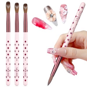 Saviland Kolinsky Trio Sculpt Set: #8/10/14 Brushes w/Rose Gold Handles - Core Acrylic & 3D Essentials for Nail Artists. - 1 of 4
