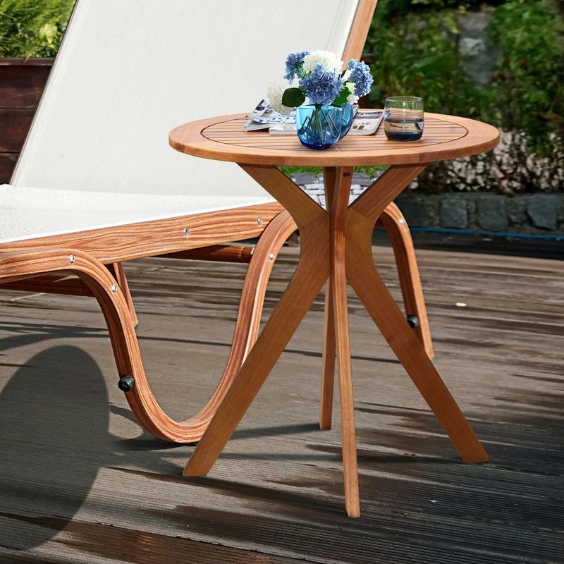 Costway 27'' Outdoor Round Table Solid Wood Coffee Side Bistro Table, 4 of 11