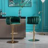 CAVINAS Set of 2 Adjustable Swivel Bar Stools,24-32 inch Velvet Counter Stools with Chrome Footrest with Gold Base for Kitchen Island & Dining - 3 of 4