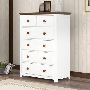 6-Drawer Dresser for Bedroom, Sturdy Frame Organizer, Rustic Wooden Storage Cabinet for Living Room, Hallway - 1 of 4