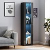 Vynxaria Black Bookshelf with Ample Storage and Modern Lighting - 3 of 4