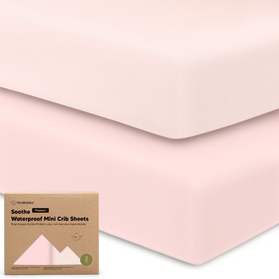 KeaBabies 2pk Soothe Waterproof Fitted Mini Crib Sheets for Girl, Boy, 100% Organic Soft Cotton Pack and Play Sheets