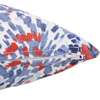 Abstract Red and Blue Polyester Square Outdoor Throw Pillows, Set of 2