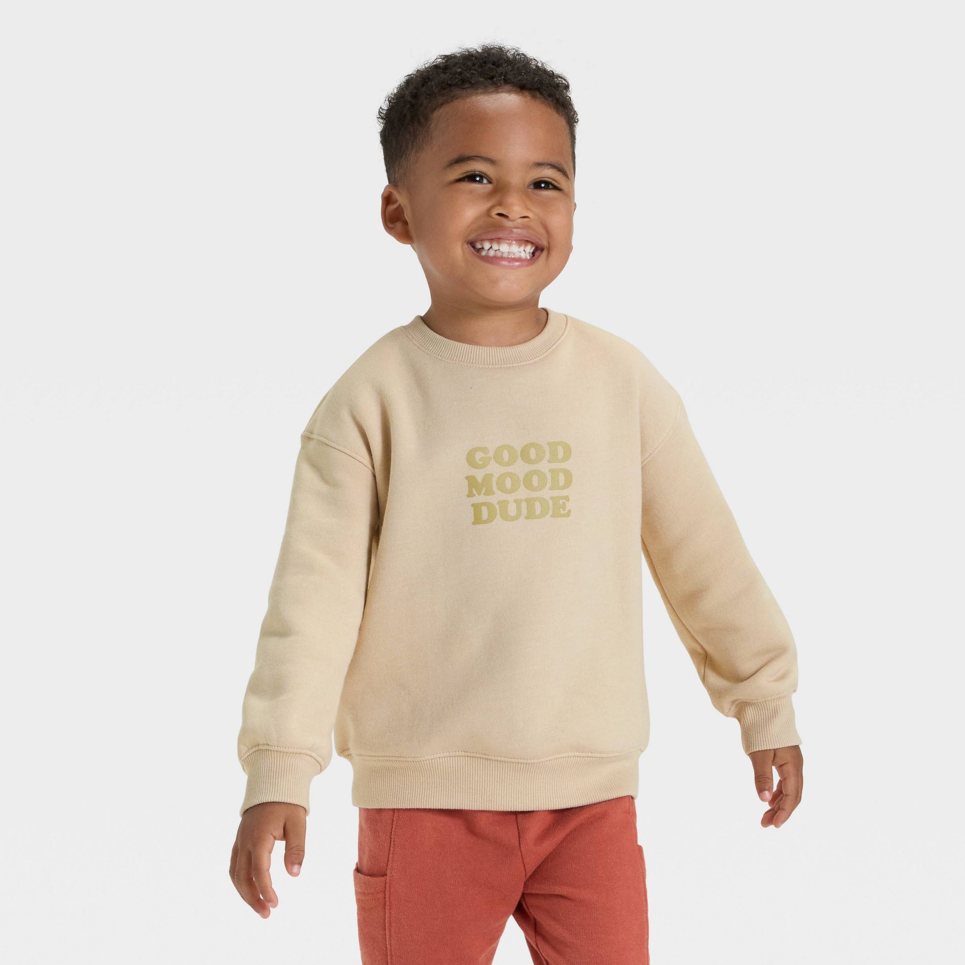 Toddler Boys' Fleece Crew Sweatshirt - Cat & Jack™ Khaki 3T