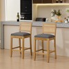 ORRD Solid Wood Bar Stools Set of 2 - Rattan Back Barstools with Linen Cushion for Kitchen Island, Dining Room & Café, Gray - 3 of 4