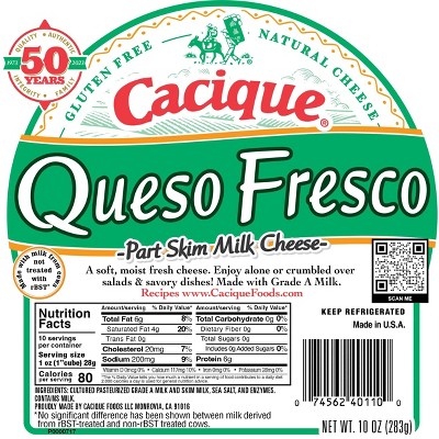 Cacique Queso Fresco Part Skim Milk Cheese, 10 oz (Refrigerated) 