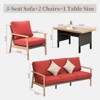 GlasFlength Patio Seating Set, 4 PCS Outdoor Wicker, with 2 Pillows, All Weather, Red, 77.72"*34.09"*31.89" - 2 of 4