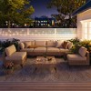 COWLOWN 7 - Piece Boho Outdoor Patio Furniture Set, Light Brown Rattan Sectional with Beige Cushions and Tea Table - 3 of 4