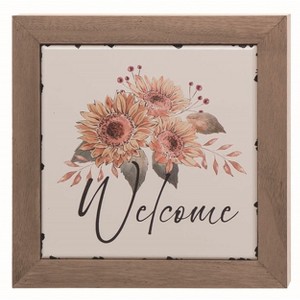 Transpac Wood 9.5 in. Multicolor Autumn Welcome Sunflower Bloom Decor - 1 of 2