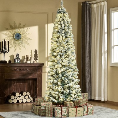 NicBex 6ft Prelit Snow Flocked Artificial Christmas Tree with 462 Branch Tips, 250 LED Lights and Metal Stand for Indoor