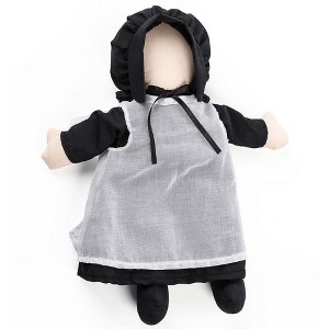 Aurora World Traditional Soft Cloth Amish Doll No Face Plain Clothes Bonnet Apron Black Dress - 1 of 4