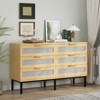 6 Drawer Dresser for Bedroom, 47'' Mid-Century Modern Storage Cabinet with Fabric Fronts, Boho Chest of Drawers,Oak Dressers for Bedroom, Living Room - 3 of 4