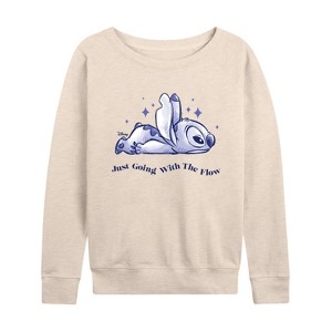 Women's - Disney - Lilo & Stitch Lightweight French Terry Wide Neck Long Sleeve Shirt - 1 of 4