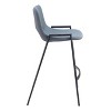 Faux Leather Counter Stool 35.6" H, Azure Gray with Black Powder Coated Steel Frame and Armrests by Zuo Modern (Set of 2) - 4 of 4