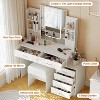 Vanity Desk with Mirror, 6 Drawers, Shelves, Charging Station, - 3 of 4