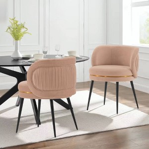 Set of 2 Kaya Modern Pleated Velvet Upholstered Dining Chairs - Manhattan Comfort - 1 of 4