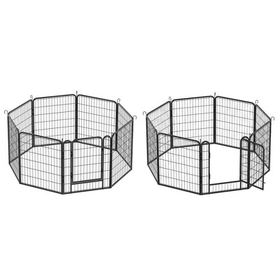 Bencmate Pet Crates and Houses 16 Panel Heavy Duty Metal Playpen with Door for Outdoor Yard Lawn Garden, Black, 108.27"*108.27"*31.7"