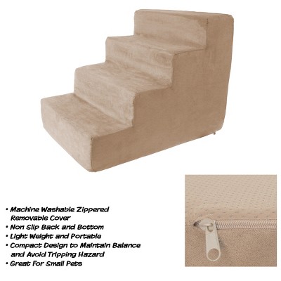 Tan High-Density Foam 4-Step Pet Stairs