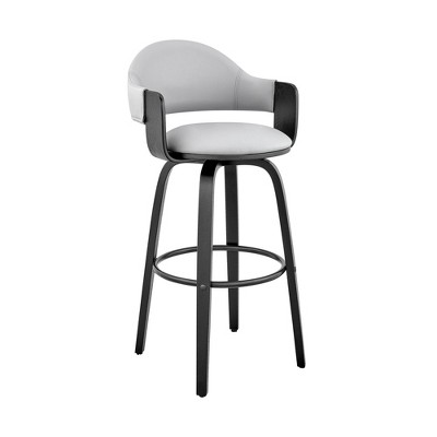 Dax Adjustable Backless Barstool with Dark Gray Faux Leather Brushed Stainless Steel - Armen Living