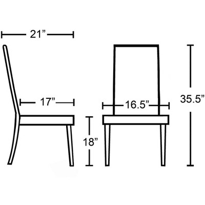 White Faux Leather Upholstered Parsons Side Chair Set with Wood Legs