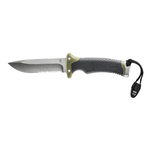 11 Black Survival II Knife With Blade Sharpener, Fire Starter & Sheath