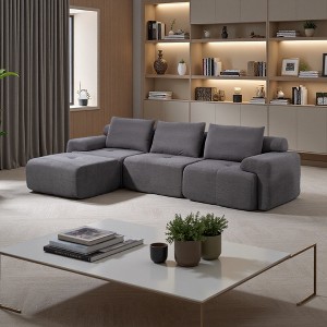 120" L-Shaped Corduroy Modular Sectional Sofa Bed with Memory Foam - 1 of 4