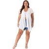 Agnes Orinda Women's Plus Size Swiss Dots Flare Sleeve High Low Hem Open Front Elegant Summer Cardigans - 3 of 4