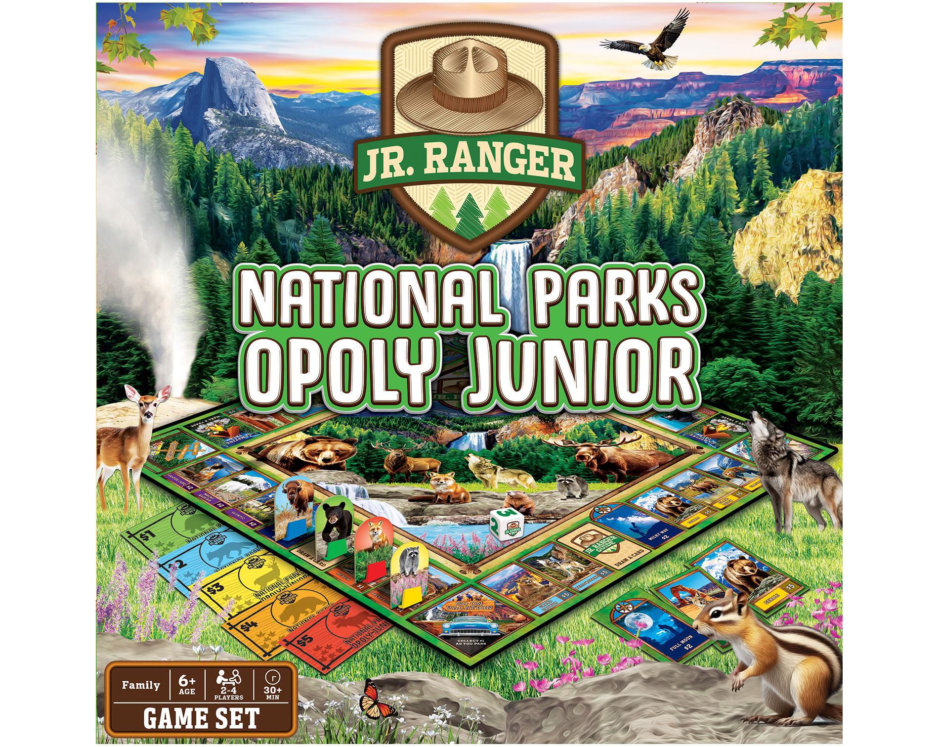 MasterPieces Junior Ranger National Parks Opoly Jr. Board Game - Explore World of Animals