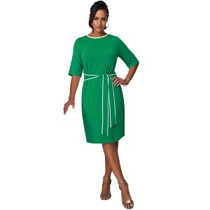 Jessica London Tie Waist Dress - 3X, Kelly Green White : Target