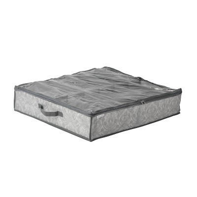 Laura Ashley Under Bed Shoe Box: Gray Polypropylene Storage, Folds Flat with Handles, 29.33"x23.62"x5.91"
