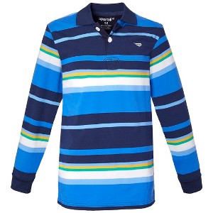 Sportoli Boys Cotton Striped Long Sleeve Polo Rugby Shirt - 1 of 3