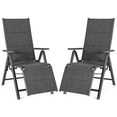 Costway 2pcs Patio Folding Chairs Back Adjustable Reclining Padded Garden  Furniture : Target