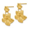 Black Bow Jewelry Double Satin Plumeria Dangle Post Earrings in 14k Yellow Gold - 2 of 4