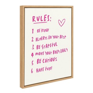 Kate & Laurel All Things Decor 18"x24" House Rules Framed Canvas by Honey Island Studio Natural - 1 of 4