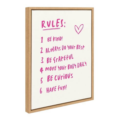 Kate & Laurel All Things Decor 18"x24" House Rules Framed Canvas by Honey Island Studio Natural - image 1 of 4