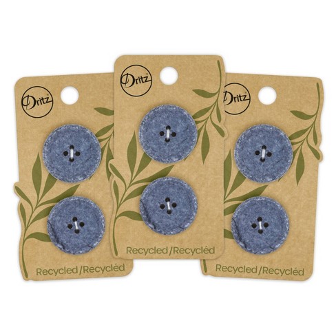 Dritz 25mm Recycled Cotton Round Stitch Buttons Blue