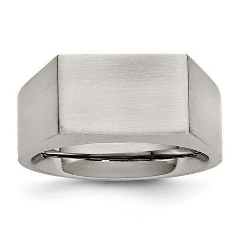 Black Bow Jewelry Men's 9mm Stainless Steel Brushed Signet Tapered Fit Ring - image 1 of 4