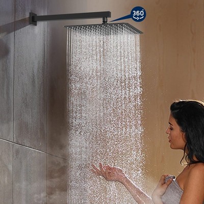 LOVMOR 10-Inch Matte Black Rain Shower System Waterfall Tub and Shower Faucet Set