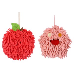 REGALWOVEN 2 Pcs Cute Comfortable Soft Absorbent Chenille Fuzzy Hand Towel - 1 of 4