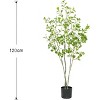 4FT Artificial Tree Ficus, Tall Faux Trees Indoor with Natural Trunk and Shiny Leaves, Fake Silk Tree Faux Potted Plants for Indoor Home Decor - 4 of 4