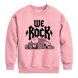 Boys' - Peanuts - We Rock Charlie Brown And Snoopy Graphic Long Sleeve Fleece Sweatshirt - 1 of 4
