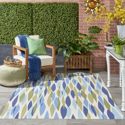 Seaglass Blue & White Traditional 4' x 6' Reversible Rug