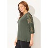 Catherines Women's Plus Size Eyelet Sleeve V-Neck Top - 4 of 4
