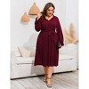Womens Swiss Dot Maxi Dresses V Neck Flutter Long Sleeve Tie Belt A Line Flowy Long Dress - 2 of 4