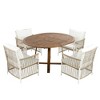 JUJABU Modern 5-Piece Patio Wooden Dining Table Set with 12in Extendable Round Table and 4 Rattan Armchairs - 2 of 4