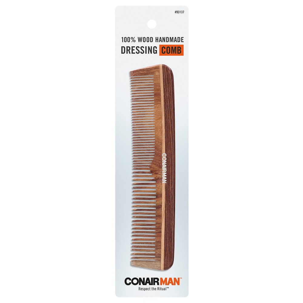 Photos - Hair Dryer Conair CONAIRMAN 100 Wood Handmade Dressing Comb 