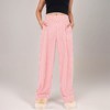 Anna-Kaci Lounge Women's Vertical Red Stripe Wide Leg Pants with High Rise Waistband and Full-Length Flowing Silhouette - 4 of 4