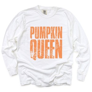 Simply Sage Market Pumpkin Queen Distressed Garment Dyed Long Sleeve - 1 of 4