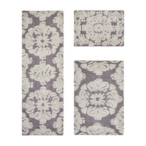Medallion Collection 3 Piece 100% Cotton Tufted Bathroom Rug Set  with Non-Slip Backing, Machine Washable, Tumble Dry Bath Mat - 1 of 4