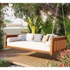 PAGED Patio Twin Size Garden Porch Swing,Wood Swing Bed with Ropes and Weather Resistant Frame for Patio Backyard,Garden,Porch - 2 of 4
